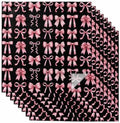 Pink Bows Cloth Napkins Set of 8, Modern Abstract Sweet Ribbon Bowknot on Black Washable Reusable Dinner Cocktail Napkin for Kitchen Party Wedding Banquet Holiday Baby Shower Table Decor by PIEPLE