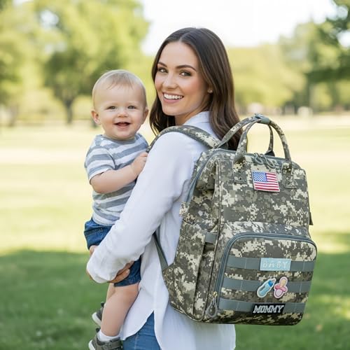 Diaper Bag Backpack for Dad and Mom with USB Charging Port Stroller Straps and Insulated Pocket,army military Travel Nappy Backpack for Daddy/Mommy (Camo) - Image 6