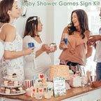 104Pcs Baby Shower Block Game Set, Funny Baby Shower Game Sign Kit with 12 Marker 48 Wood Cube 42 Stencils Wood Sign for Party - Image 6