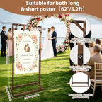 Wooden Welcome Sign Stand, Fixed Sign Holder , Wedding Welcome Sign Stand Wood Easel with Hanging Straps & Ground Stakes for Wedding decor, Birthday Party or Any Event, 63" x 30" x 11.8" - Image 2