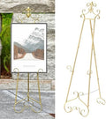 60” H Gold Easel Stand for Sign Large Adjustable Metal by CaliDecor-UpgradeYourHome