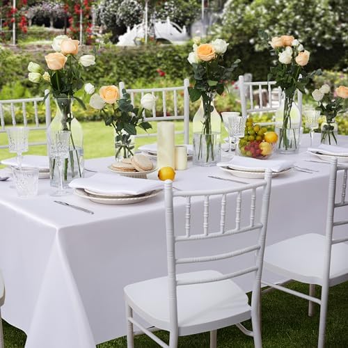 6 Pack Satin Table Cover Rectangle, White, 60 x 84 Inches - Image 4