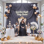 20 ft x 10 ft Wrinkle Free Charcoal Backdrop Curtain for Parties, Dark Grey Polyester Photo Backdrop Drapes for Baby Shower Wedding Engagement Birthday Party Backdrop Stand,5ft x 10ft 4 Panels - Image 3