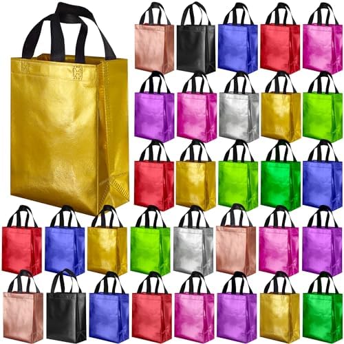 BLEWINDZ 100 Medium Reusable Gift Bags with Handles - Ideal Party Favors & Shopping Bags (10 Colors) by BLEWINDS