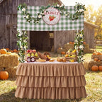 5 Pcs Farmer Market Strawberry Stand Decorations Fresh off the Market Bridal Shower Baby Shower Birthday Party Setup Decor Table Skirt Daisy Vine Banner Gingham Valance Metal Sign Photo Prop 73 x 30'' - Image 4