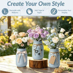 6 PCS 16oz Glass Mason Jars Flower Vases for Centerpieces, Blue - Image 4
