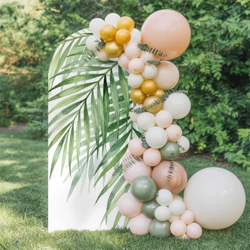 Palm Leaf Arch Backdrop Cover 7.2 FT, Country Watercolor Sage Green Palm Leaf Wedding Arch Cover Stretchy Backdrop Stands Covers for Birthday Party Ceremony Banquet Decor by Unknown