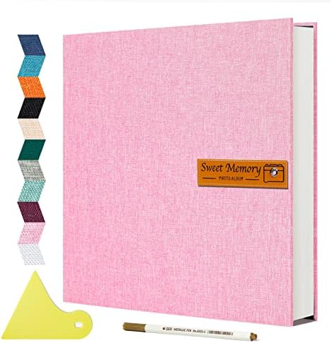 Spbapr Large Photo Album Self Adhesive Magnetic Scrapbook,DIY Scrapbook Album for 4x6 5x7 8x10 Picture,40 Pages Linen Cover Memory Book for Wedding Family Baby Pets, with Metallic Pen and Scraping by Spbapr