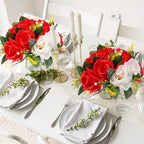 Hotop 12 Pcs Silk Rose Flower Balls,Red, White - Image 4