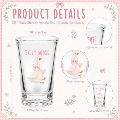 Vesici 25 Set/150Pcs Silly Goose Baby Shower Party Favors, It's A Girl - Image 2