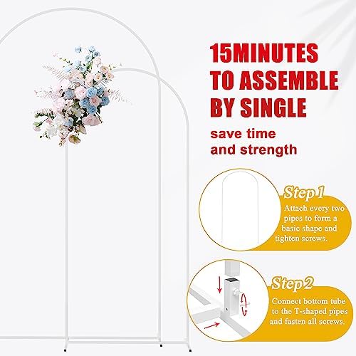 Putros Arch Backdrop Stand, 7.2ft & 6ft, Metal Wedding Arch Stand, White - Image 5