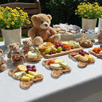 Ziliny 6 Set Baby Shower Prize Bear Shaped Cheese Board Gift, Acacia Color - Image 6