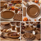 Vyntra 350 Pcs Brown Paper Plates and Napkins Party Supplies - Image 5