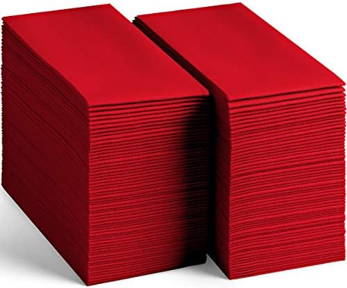 100 Linen-Feel Colored Paper Napkins - Decorative Cloth-Like Brighet Red Dinner Napkins - Soft And Absorbent. For Kitchen, Party, Wedding, Bathroom Or Any Occasion. (Pack of 100) - Image 3