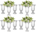 Glasseam Ribbed Glass Vase for Flowers, 7.5in Tall Vases for Centerpieces, Modern Crystal Clear Vase Set of 12, Decorative Flower Vases for Decor, Fluted Footed Urn for Wedding Dining Table Decoration by Glasseam