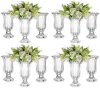 Glasseam Ribbed Glass Vase for Flowers, 7.5in Tall Vases for Centerpieces, Modern Crystal Clear Vase Set of 12, Decorative Flower Vases for Decor, Fluted Footed Urn for Wedding Dining Table Decoration by Glasseam