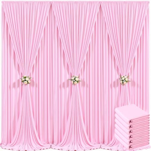30ft x 10ft Pink Backdrop Curtain for Parties Light Pink Wrinkle Free Backdrop Drapes Panels for Baby Shower Wedding Birthday Photo Gender Reveal Photography Polyester Fabric Background Decoration by Suppromo