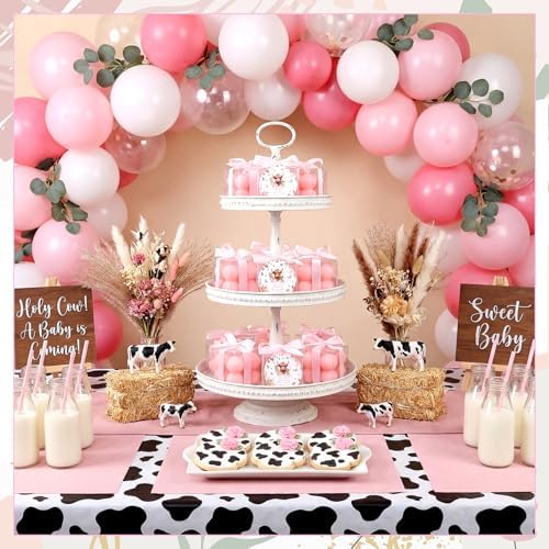 MTLEE 24 Sets Cow Baby Shower Favors Party Candle Small Bubble Candle Baby Shower Favors for Guests Tea Candles Bulk with Stylish Ribbons Cards Gifts(Pink, Cow) - Image 3