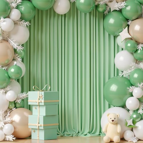 Wokceer Sage Green Backdrop Curtain Drapes for Parties, 2Pack 10x8FT - Image 4