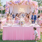 gogoparti 4 Pack Spandex Pink Fitted Table Cloth for 6ft Rectangle Tables Pink Stretch Tablecloth Table Covers Banquet Table Clothes Wrinkle Free Table Skirt for Parties Wedding - Image 2