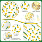 Ceenna 452 Pcs Tropical Pineapple Party Decoration for 50, Pineapple Paper Plates Napkins Cups Tablecloth Luau Hawaiian Disposable Tableware Set for Summer Birthday Baby Shower Wedding Party Supplies - Image 3