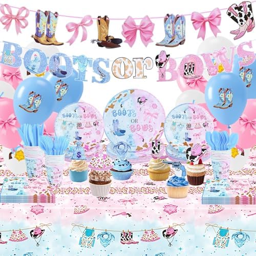 224pcs Gender Reveal Decorations, All-in-One Decor Set for 24 Guests by Unknown