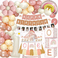 Boho 1st Birthday Decorations for Girl, Pink Rainbow First Party Supplies by XOTOBO