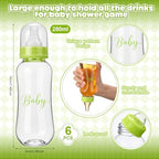 6 Sets Bottle Chug Baby Shower Games Juegos Para Plastic Baby Bottles Bibs Hat Disposable Diapers Gender Reveal Games Baby Changing Diaper Race Game Decoration (Green) - Image 2