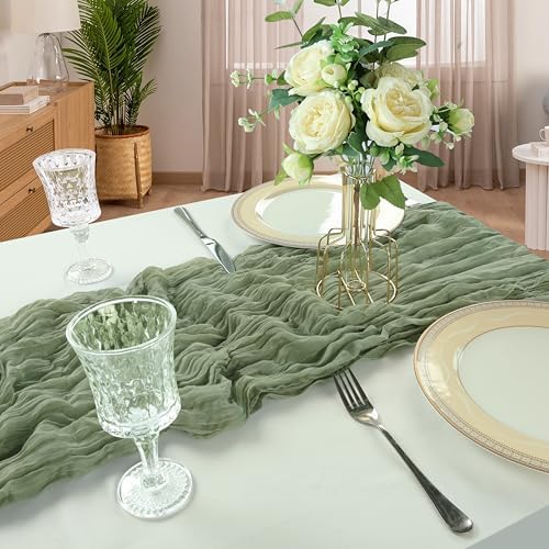 12 Pack 10Ft Sage Green Cheesecloth Table Runner 23 x 120 Inch - Image 6