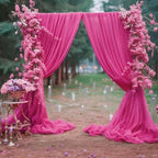 10ft x 10ft Hot Pink Backdrop Curtains, Wrinkle-Free Sheer Chiffon Fabric Photo Backdrop Drapes for Wedding Arch Party Ceremony Stage Photography Decorations by WishCare
