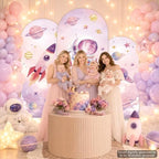 3Pcs Outer Space Arched Backdrop Covers Pink Astronaut Party Decorations - Image 7