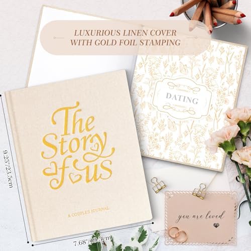Lanpn Wedding Anniversary Journal - The Story of Us, Linen Dating 1st to 70th Couple Memory Book Wedding Scrapbook, 190 Pages Love Stories Notebook Marriage Newlywed Bridal Shower Gift, Beige - Image 2