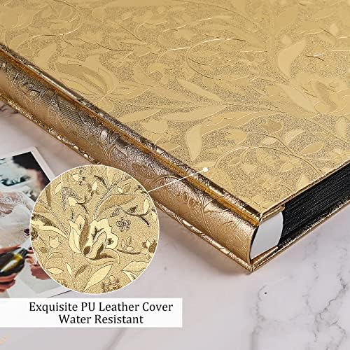 RECUTMS Photo Album 600 Pockets 4x6 Picture Memory Book Leather Cover Gold - Image 3