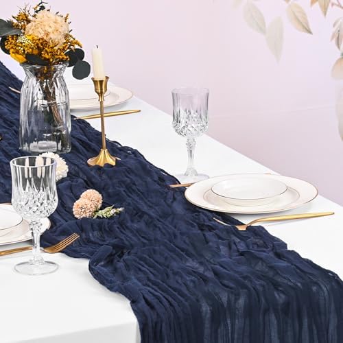 20 Pack Cheesecloth Table Runner - 17x108 Inch Navy Blue Boho Gauze Cheese Cloth Table Runners for Baby Bridal Shower Decoration Wedding Party Summer Garden Farmhouse - Image 7
