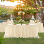 4 Pack 6ft Champagne Tulle Tablecloths for Rectangle Tables, 72 x 30 Inch Rectangular Table Cloth, Wrinkle Free Table Cover with Tutu Skirt for Wedding Birthday Party Banquet Buffet Decorations - Image 5