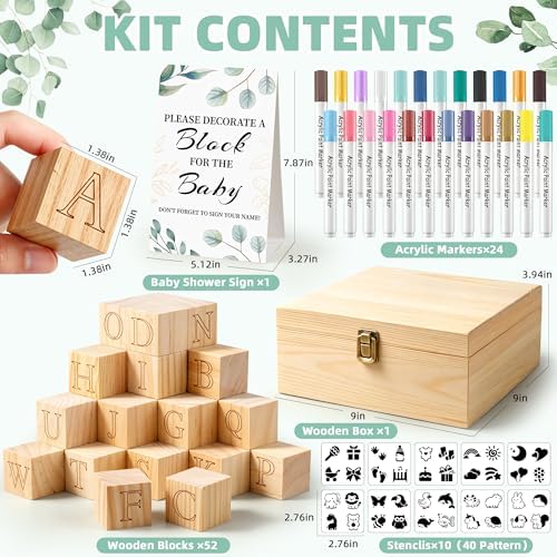 wookidel 118PCS Baby Shower Games Kit, Baby Blocks for Baby Shower - Image 2