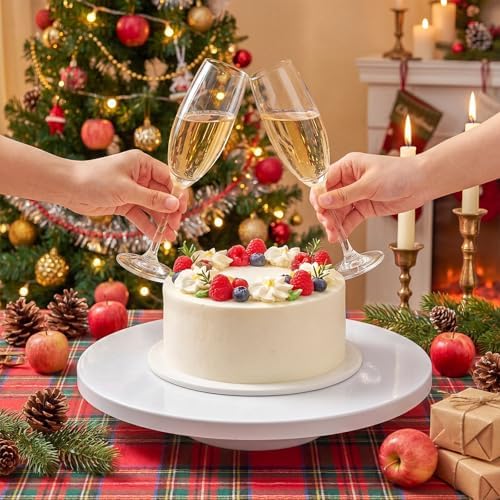 Wenqik 16 Inch Metal Cake Stand with Cake Knife and Spatula, Round Dessert Table Display Stand Metal Dessert Tray Serving Platter for Party, Wedding, Birthday, Baby Shower, Anniversary(White) - Image 6