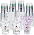 Sliner 50 Sets 16 oz Purple Graduation Plastic Cups for Hot Cold Drinks by Sliner