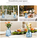 Glass Bud Vases Set of 16 - Blue Assorted Small Mini Glass Vases for Flowers, Crystal Vintage Vase Set, Bulk Centerpieces for Table Décor, Wedding, Home and Events (Blue, 16 Pcs) - Image 3