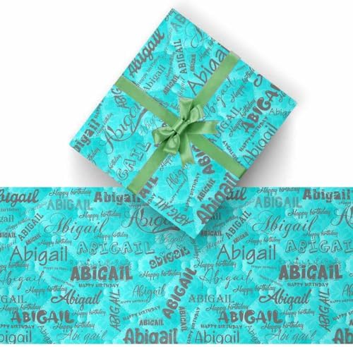 AOFUN Custom Name Gift Bags For Adults - Mens Birthday Wrapping Paper 3 Rolls 58" x 23" - Image 2