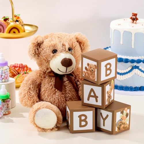 WinnerWhy 20 Pcs 4 Sets Bear Boxes with Letters for Baby Shower Brown Bear Baby Shower Centerpieces for Gender Reveal Birthday Party Table Decorations - Image 3