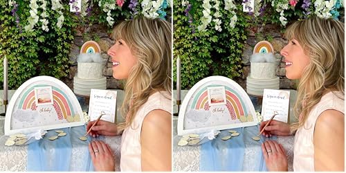 Kate Aspen Boho Baby Shower Guest Book Alternative Rainbow Frame with 30 Wooden Clouds, Frame for Sonogram Picture, Rainbow Baby Shower Decorations & Keepsake, Nursery Decor (Pack of 2) by KateAspen