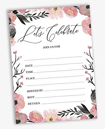 Pack of 30, You're Invited Invitations with Envelopes, Blush Floral Invites for Your Wedding, Bridal Shower, Baby Shower, Birthday Invites Fill-in Style 5 X 7 Inches - Image 2
