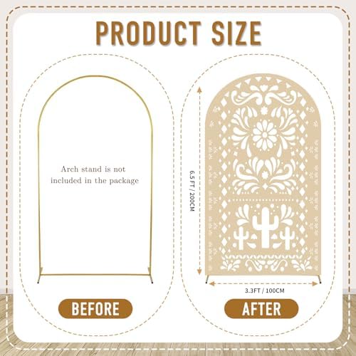 Withu Mexico Beige Arch Backdrop Cover for Baby Shower Mexican Talavera Fiesta Wedding Bridal Shower Baptism Birthday Party Arched Wall Decoration Doubleside Banner Background 3.3x6.5ft - Image 6