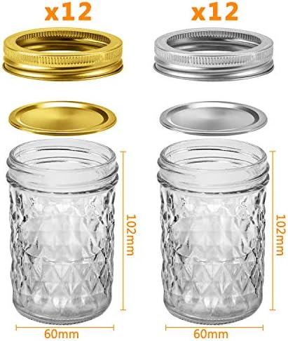 SPANLA Mason Jars 8 oz, 24 Pack Small Canning Jars 8oz Half Pint Glass jars - Image 2