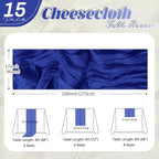15 Pack Royal Blue Cheesecloth Table Runner 17 x 108 inch Cheese Cloth Table Runners 9ft Blue Table Runner Rustic Romantic Sheer Gauze Runner for Wedding Party Baby Shower Table Decoration - Image 2