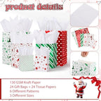 Humyoun 24 Pack Christmas Paper Gift Bags Bulk Assorted Sizes, Bright - Image 3
