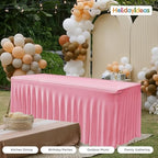 Pink Spandex Table Skirts for 8 ft Folding Table Baby Shower 2 Pcs - Image 4