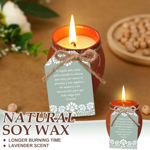 Conelist 12 Set Cielito Lindo Party Decorations Baby Shower Candles Terracotta Mexican Recuerdos DIY Jar Candles with Gift Tags and Rope for Baby Shower Birthday Cinco De Mayo Fiesta (Green) - Image 3