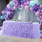 Partisky Lavender Purple Tulle Curly Willow Table Skirt for Rectangle Table 14ft, Ruffle Tutu Table Cloth for Girls Boys Baby Shower,Mermaid Birthday Party by Partisky